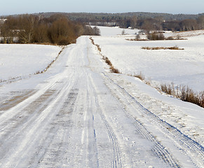 Image showing muddy road, winter