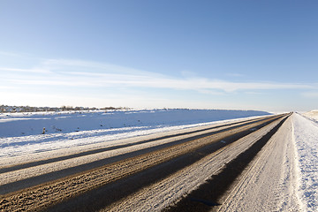 Image showing snowy road, winter