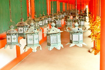 Image showing Decorative bronze lanterns in Kasuga Taisha of Nara