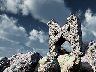 Image showing rune rock under cloudy blue sky - 3d illustration