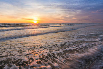 Image showing Landscape - sunset on the sea shore, Black sea, Anapa, Russia