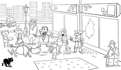 Image showing situation on street coloring page