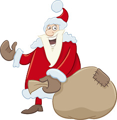 Image showing santa with sack cartoon