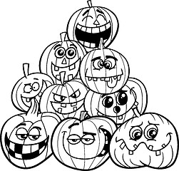 Image showing halloween pumpkins coloring page