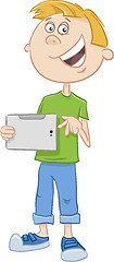 Image showing boy with tablet pc cartoon