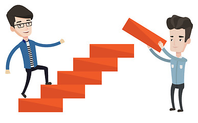 Image showing Businessman running upstairs vector illustration.