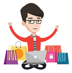 Image showing Man shopping online vector illustration.