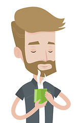 Image showing Man enjoying cup of hot coffee vector illustration