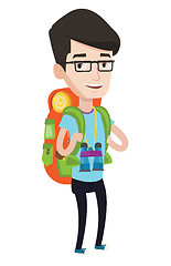 Image showing Cheerful traveler with backpack.