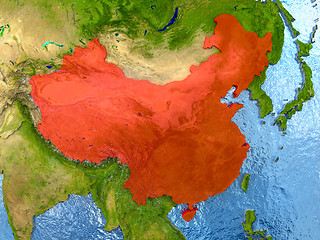 Image showing China in red