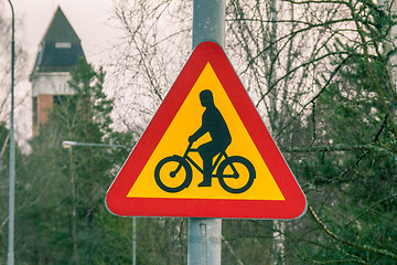 Image showing Be aware of bicycles