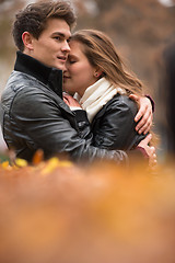 Image showing Autumn portrait of attractive happy couple