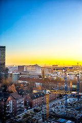 Image showing Panoramic view of Hamburg city at sunset