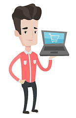 Image showing Man shopping online vector illustration.