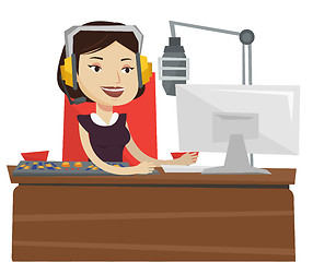 Image showing Female dj working on the radio vector illustration