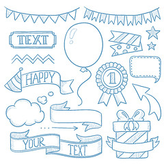 Image showing Set of ribbons and elements for party invitation.