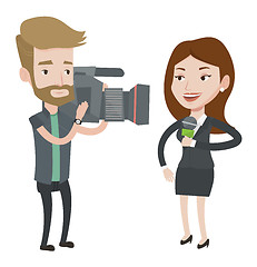 Image showing TV reporter and operator vector illustration.