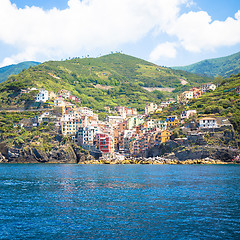 Image showing Riomaggiore in Cinque Terre, Italy - Summer 2016 - view from the