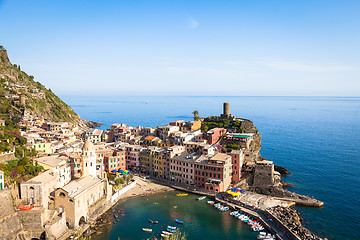 Image showing Vernazza in Cinque Terre, Italy - Summer 2016 - view from the hi