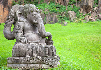 Image showing Ganesha statue in a beautiful mountain garden