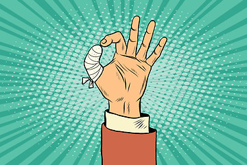 Image showing OK gesture bandaged finger