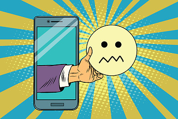 Image showing skepticism emoji emoticons in smartphone