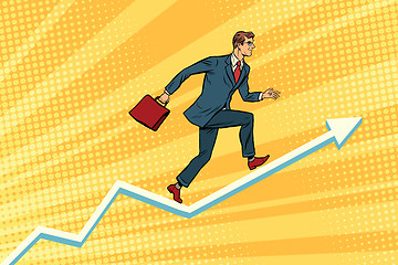 Image showing Businessman running on schedule growth