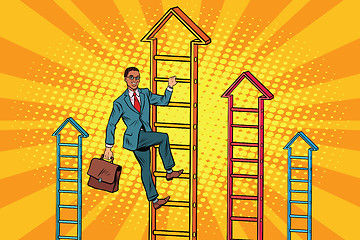 Image showing Businessman climbs up the stairs