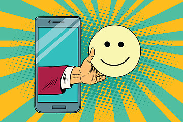 Image showing smile joy emoji emoticons in smartphone