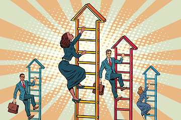 Image showing Business team climbs up the stairs