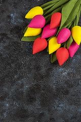 Image showing Handmade tulips on darken