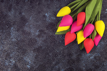 Image showing Handmade tulips on darken