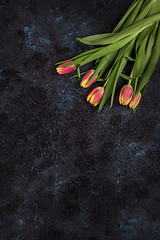 Image showing Tulips on darken concrete background