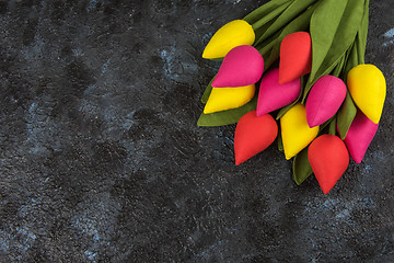 Image showing Handmade tulips on darken