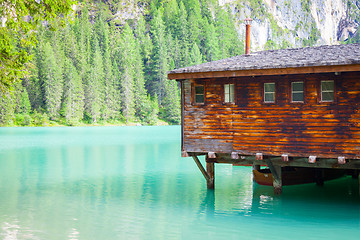 Image showing Braies Lake in Dolomiti region, Italy