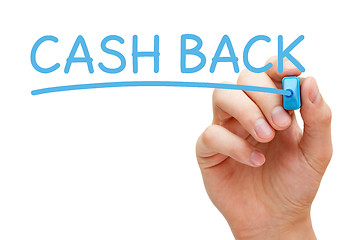 Image showing Cash Back Handwriting With Blue Marker