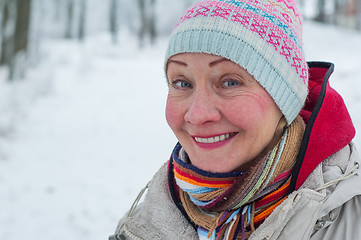 Image showing Portrait of a woman in a winter park