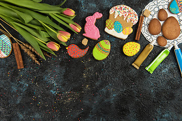 Image showing Tulips and gingerbread cookies