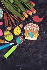 Image showing Tulips and gingerbread cookies