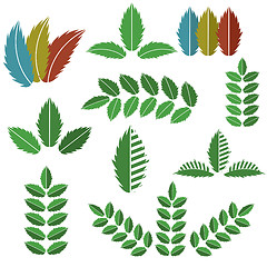 Image showing Vector Set of Green Leaves