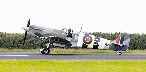 Image showing LEEUWARDEN, THE NETHERLANDS - JUNE 10, 2016: A vintage Spitfire 