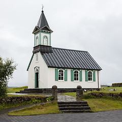 Image showing White Church in Thingvellir National park - Iceland