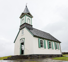 Image showing White Church in Thingvellir National park - Iceland