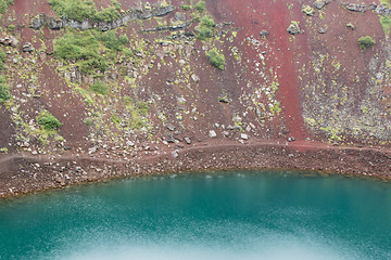 Image showing Kerid is a crater lake of a turquoise color - Iceland