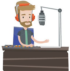 Image showing Male dj working on the radio vector illustration.