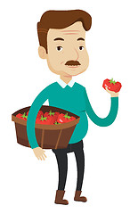 Image showing Farmer collecting tomatos vector illustration.