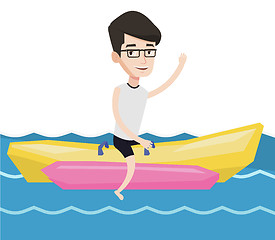 Image showing Tourists riding a banana boat vector illustration.