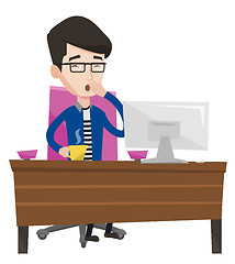 Image showing Tired employee working in office.