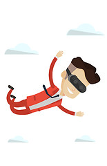 Image showing Businessman in vr headset flying in the sky.