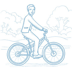 Image showing Man riding bicycle in the park vector illustration